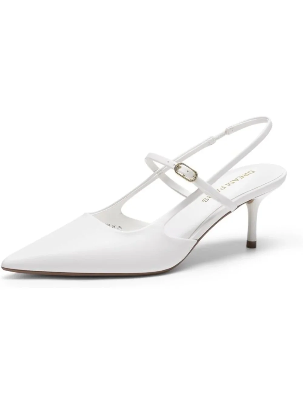 DREAM PAIRS Women's White Kitten Slingback Pointed Closed Toe Heels Shoes